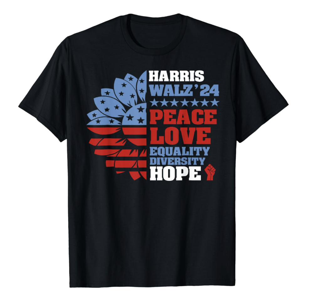 Harris Peace Love Equality Hope Diversity T-Shirt, hope election t-shirt, harris walz peace love equality diversity